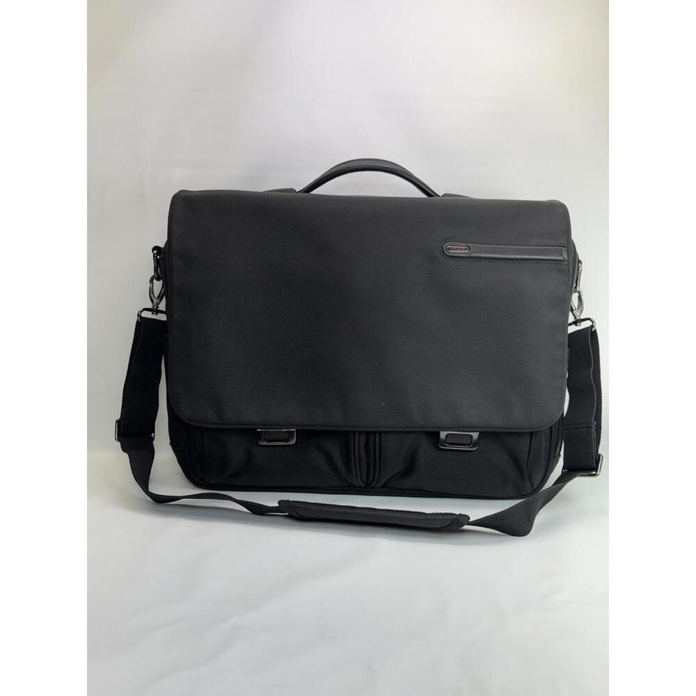 Tumi‎ Alpha Flap Briefcase Black FXT Ballistic Nylon Messenger Business Bag